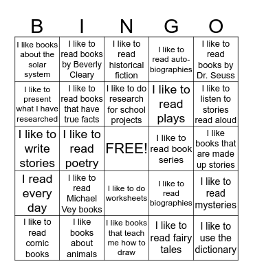 Things I like to do in the Media Center Bingo Card