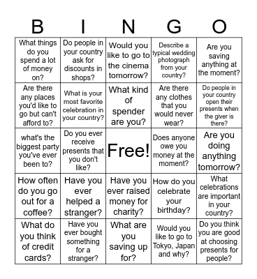 Empower Units 3 & 4 speaking Bingo Card