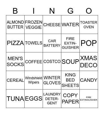 WELCOME TO COSTCO! Bingo Card