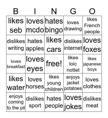 find someone who Bingo Card