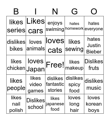 Find someone who (Anastasia) Bingo Card