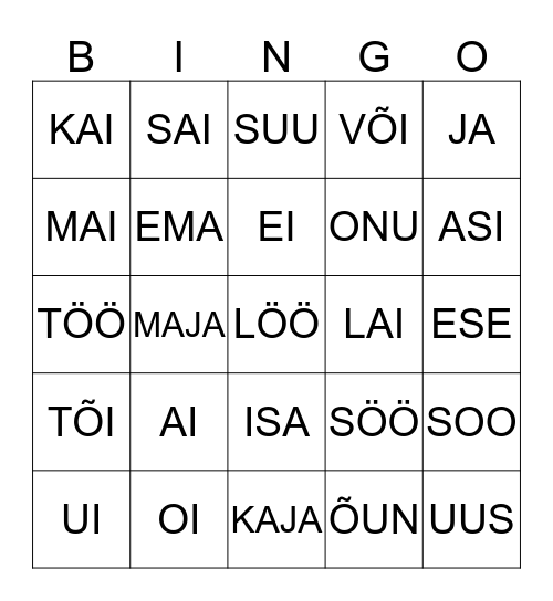 SÕNABINGO Card