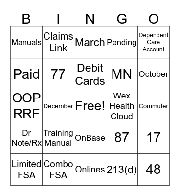 Claims Bingo Card