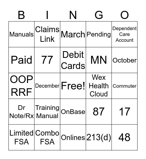 Claims Bingo Card