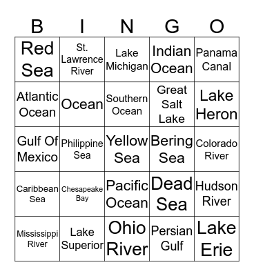 Water, Water, Water Bingo Card