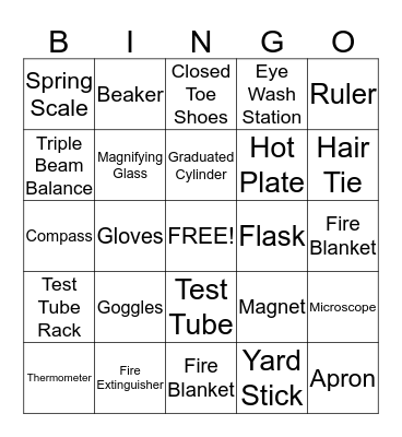 Science Lab Equipment Bingo Card