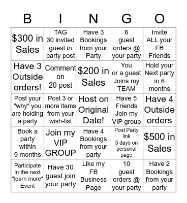 Hostess Bingo Card Bingo Card