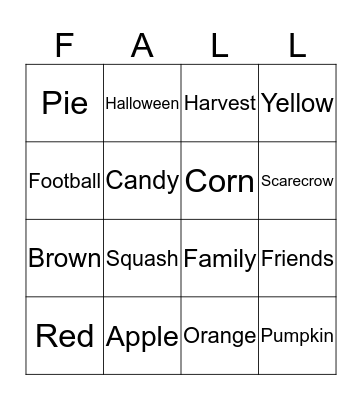 FALL Bingo Card