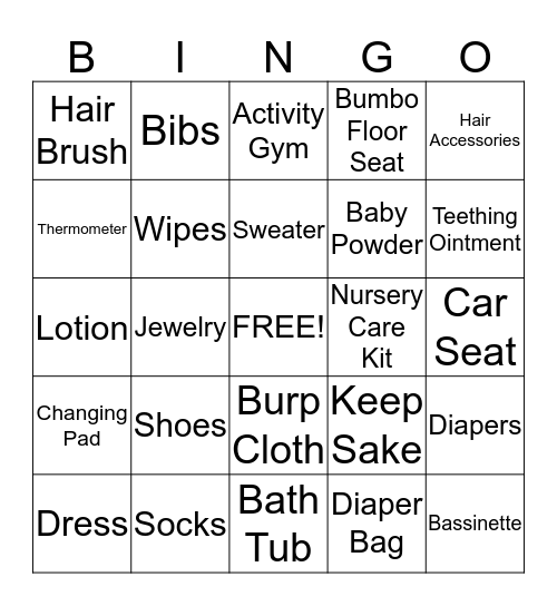 Reylene and Daylen's Gift Registry Bingo Card