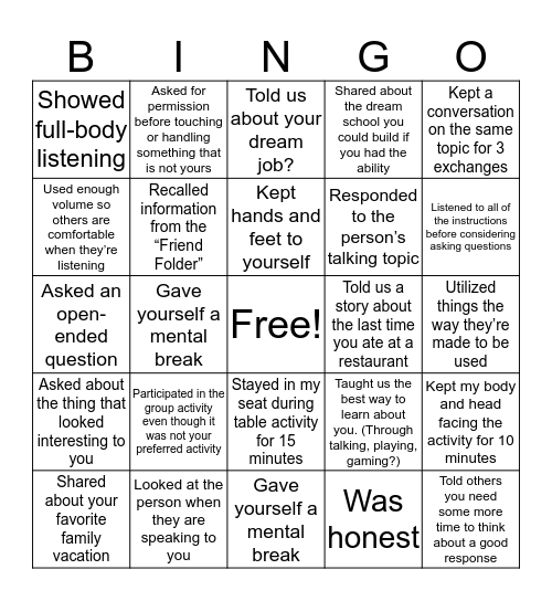 The A & A Bingo Board Bingo Card