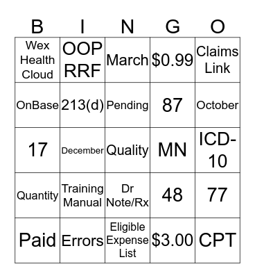 Claims Bingo - Green Round Bingo Card