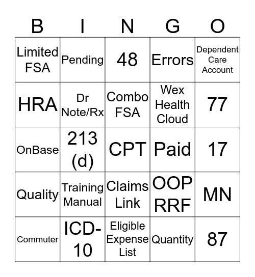 Claims Bingo - Yellow Round Bingo Card