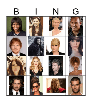 Physical Appearance Bingo Card