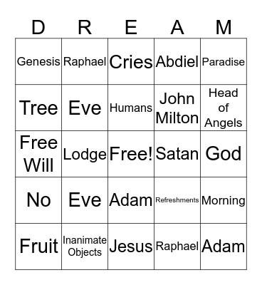 DREAM Bingo Card