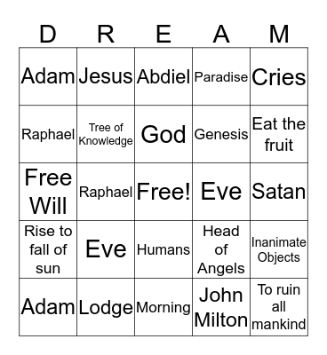 DREAM Bingo Card