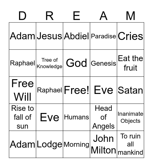 DREAM Bingo Card