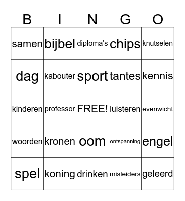 sleutels Bingo Card