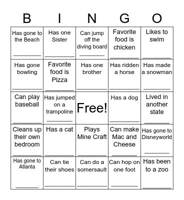 Find Someone Who ......... Bingo Card