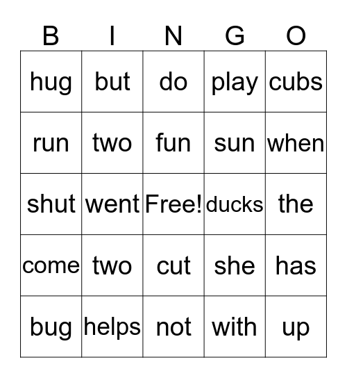 Letterland Bingo Card