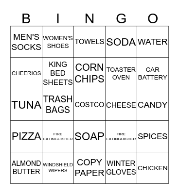 I SPY Bingo Card
