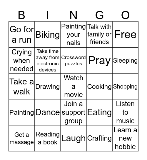 SELF-CARE BINGO Card