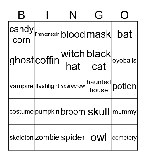 HAPPY HALLOWEEN Bingo Card