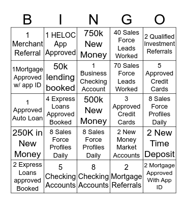 Banker Bingo Card