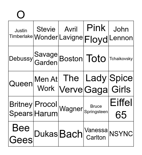 St Patrick's Musical Bingo! Bingo Card