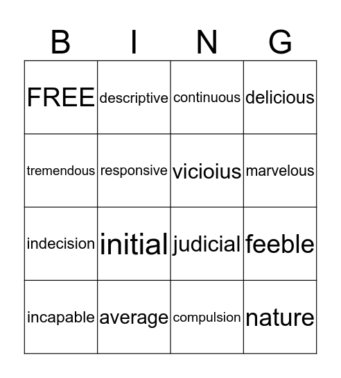 Untitled Bingo Card