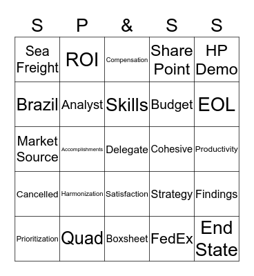 Sales Productivity & Sales Support Extended Staff Meeting Bingo Card