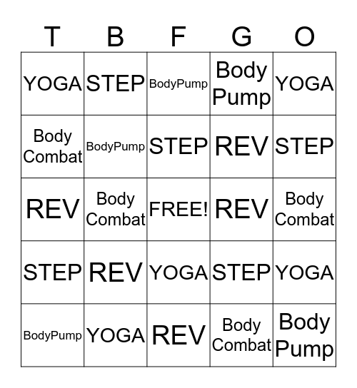 Total Body Fitness "Thanksgiving" Challenge Bingo Card