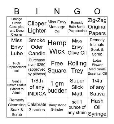 Bingo - Bliss - 12th October 2017 Bingo Card