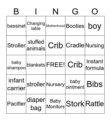 Jerika & Paul's Baby Shower Bingo Card