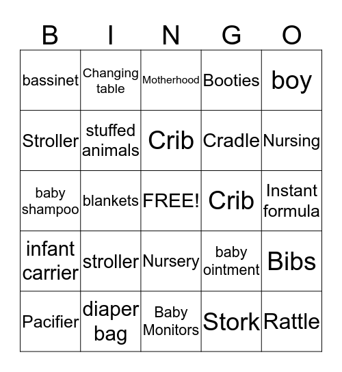 Jerika & Paul's Baby Shower Bingo Card