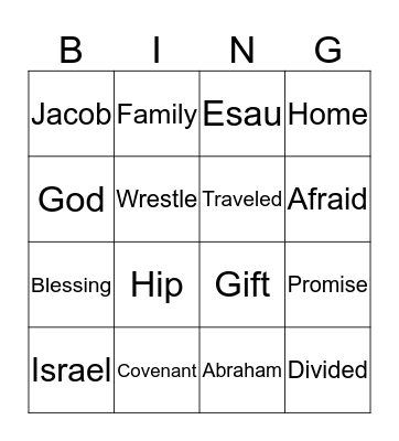 Bible Story Bingo Card