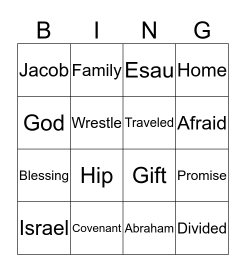 Bible Story Bingo Card