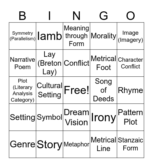 TOG Y2U1 Bingo Card