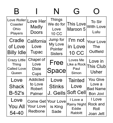 LOVE Bingo Card