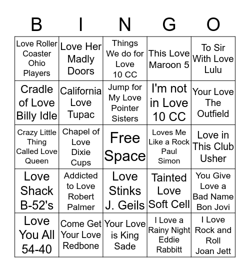 LOVE Bingo Card