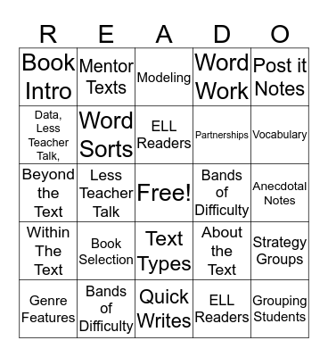 Read-O Bingo Card