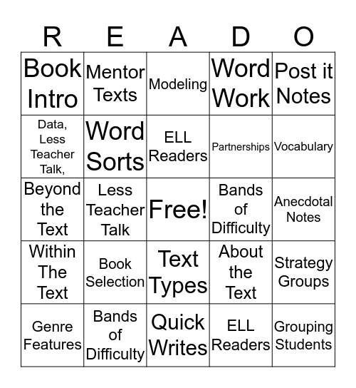 Read-O Bingo Card