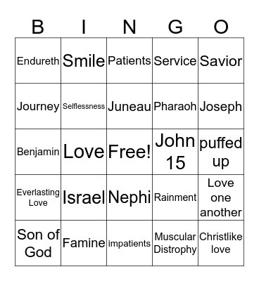 Christlike Love Bingo Card