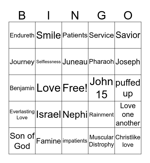 Christlike Love Bingo Card