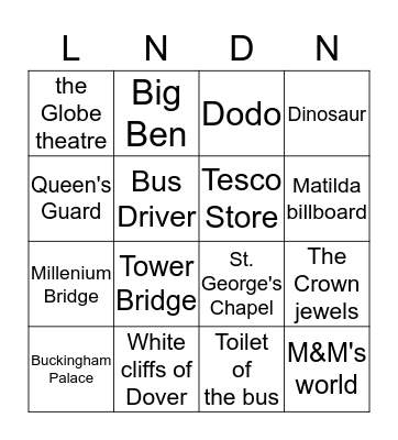 LONDON 2017 CARMELCOLLEGE Bingo Card