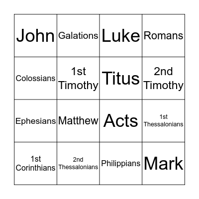 New Testament Bingo Card