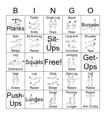 Fitness Bingo Card