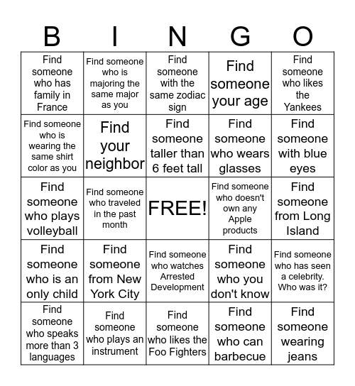 Mezz Bingo! Bingo Card