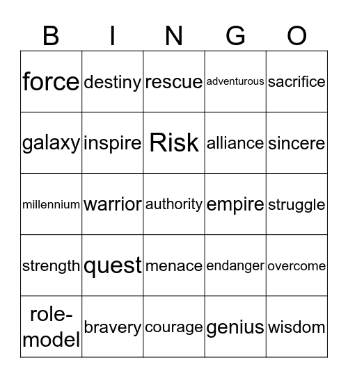Rocket Challenge Bingo Card