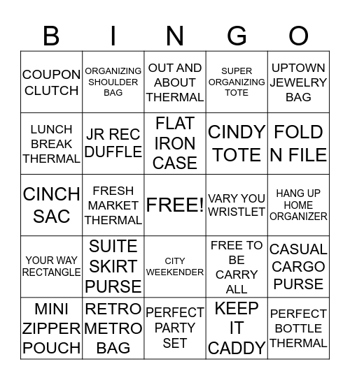 THIRTY-ONE BINGO Card