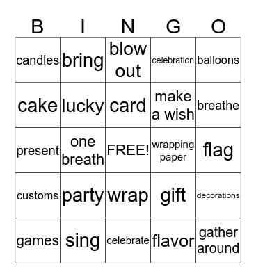 Birthday Bingo Card